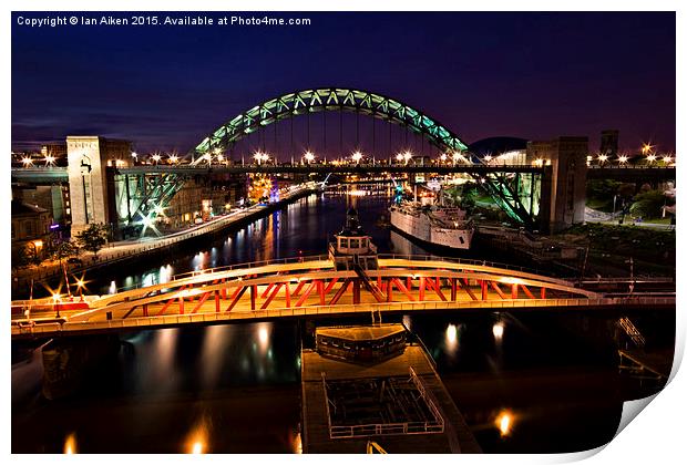  Newcastle Quayside Bridges Print by Ian Aiken