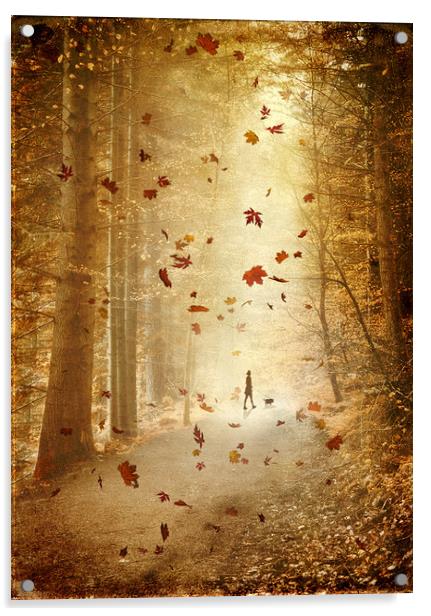  Autumn stroll Acrylic by Svetlana Sewell