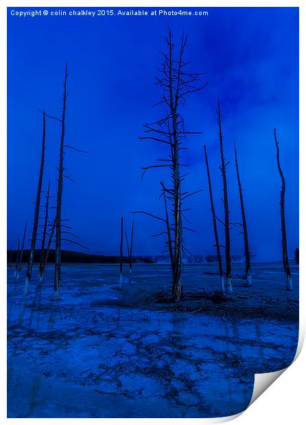 Ethereal Landscape in Yellowstone National Park Print by colin chalkley