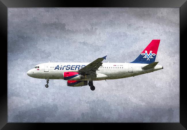 Air Serbia Airbus A319 Art Framed Print by David Pyatt