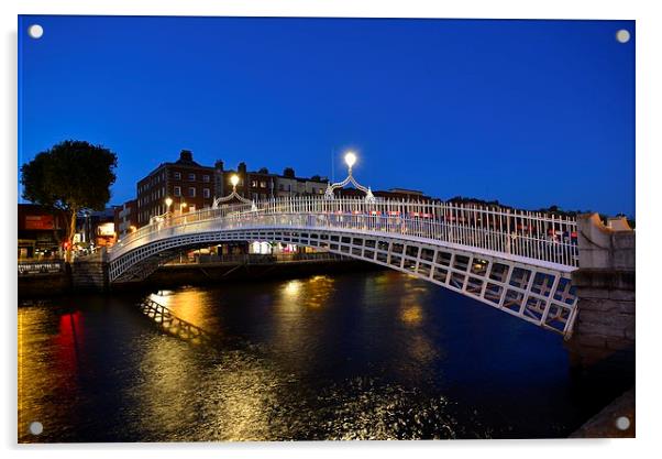  Ha'penny Bridge, Dublin, Ireland Acrylic by Ann McGrath