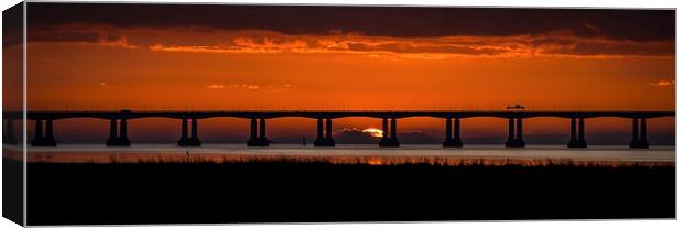  Sunset at the Second Severn crossing Canvas Print by Dean Merry
