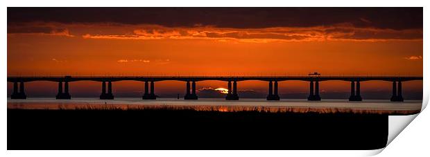  Sunset at the Second Severn crossing Print by Dean Merry