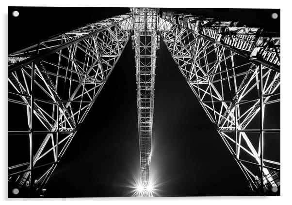 Looking up, Newport Transporter  Bridge Acrylic by Dean Merry
