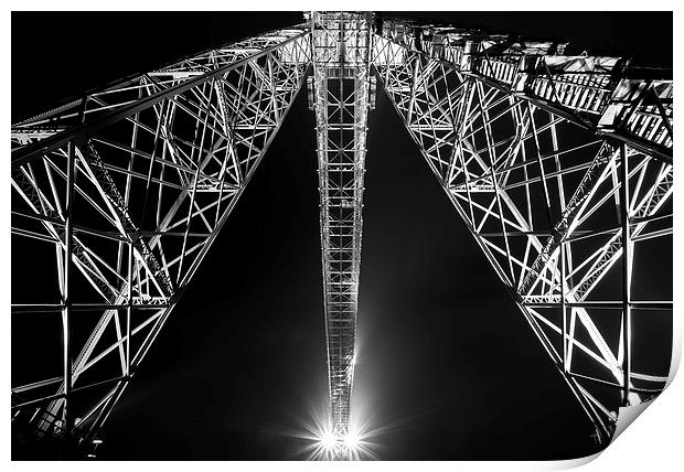 Looking up, Newport Transporter  Bridge Print by Dean Merry