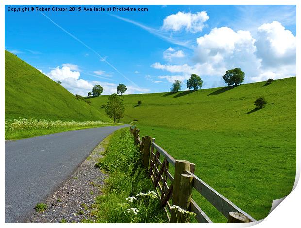  A road leading into a Yorkshire green valley. Print by Robert Gipson