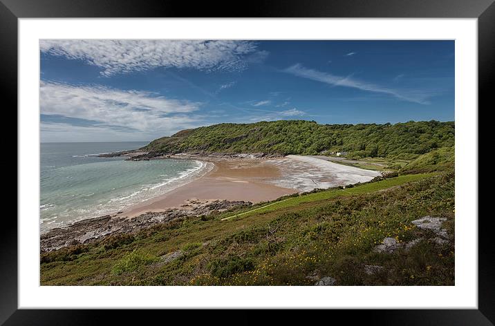  Pwll Du bay Gower peninsular Framed Mounted Print by Leighton Collins