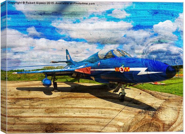 Hunter T7 jet aircraft on textured wood Canvas Print by Robert Gipson