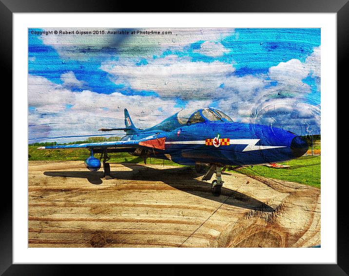 Hunter T7 jet aircraft on textured wood Framed Mounted Print by Robert Gipson