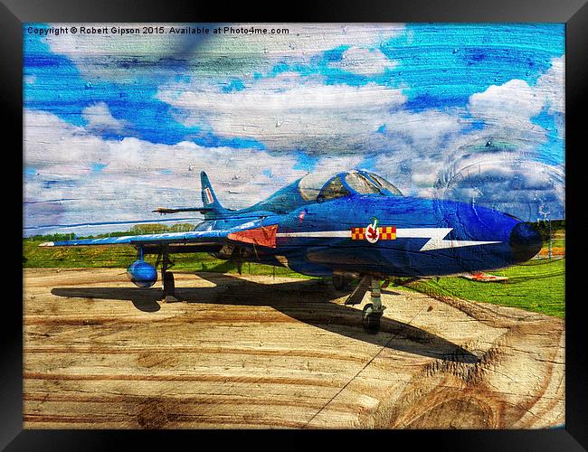 Hunter T7 jet aircraft on textured wood Framed Print by Robert Gipson