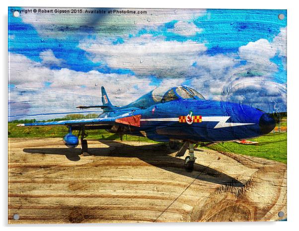 Hunter T7 jet aircraft on textured wood Acrylic by Robert Gipson