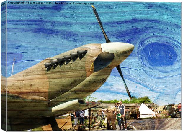    Spitfire Mk 1A aircraft on wood texture Canvas Print by Robert Gipson