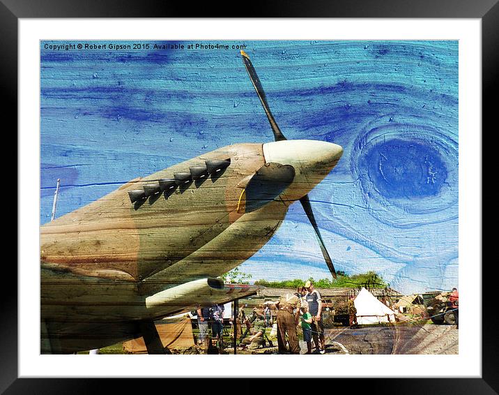    Spitfire Mk 1A aircraft on wood texture Framed Mounted Print by Robert Gipson
