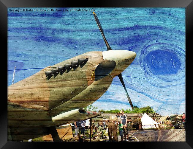    Spitfire Mk 1A aircraft on wood texture Framed Print by Robert Gipson