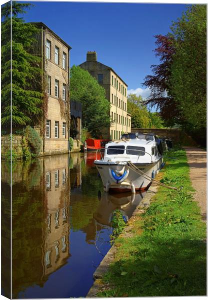 Canal Reflections at Hebden Bridge  Canvas Print by Darren Galpin