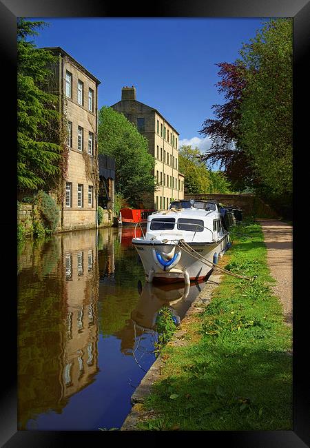 Canal Reflections at Hebden Bridge  Framed Print by Darren Galpin