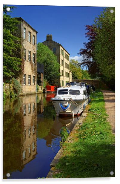 Canal Reflections at Hebden Bridge  Acrylic by Darren Galpin