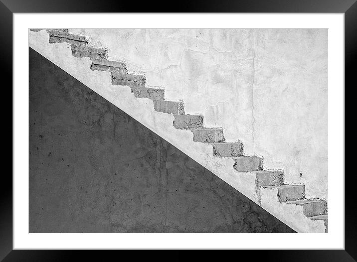 Grunge concrete staircase (artistic edit) Framed Mounted Print by Antony McAulay