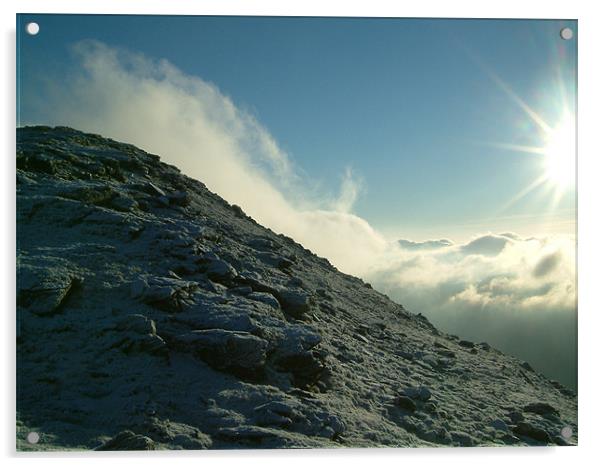 Ben Dorain, The Mountain meets the cloud. Acrylic by Euan Kennedy