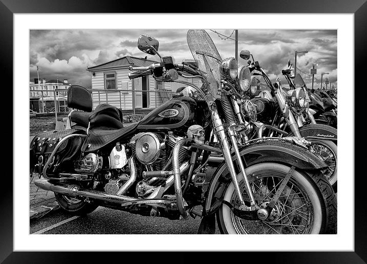 MotorCycles in Black and White Framed Mounted Print by Jay Lethbridge