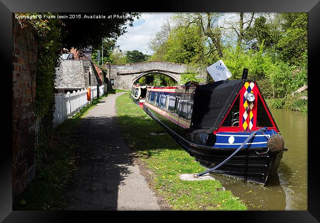 A Canal Narrowboat berthed on the Shropshire Union Framed Print by Frank Irwin