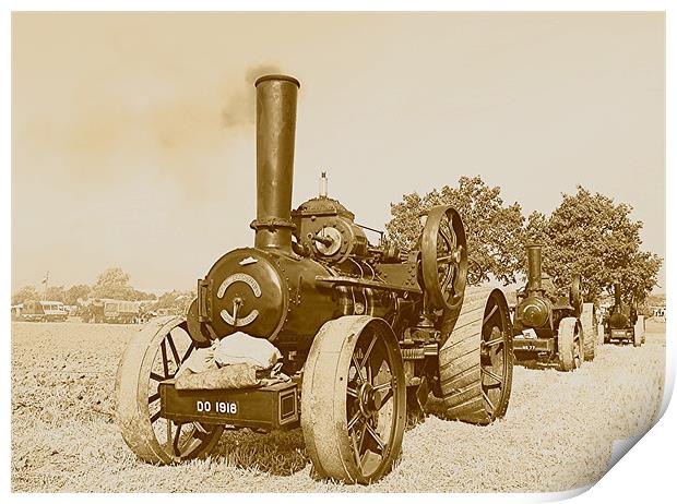 Traction Engine in Sepia Print by Matt Curties