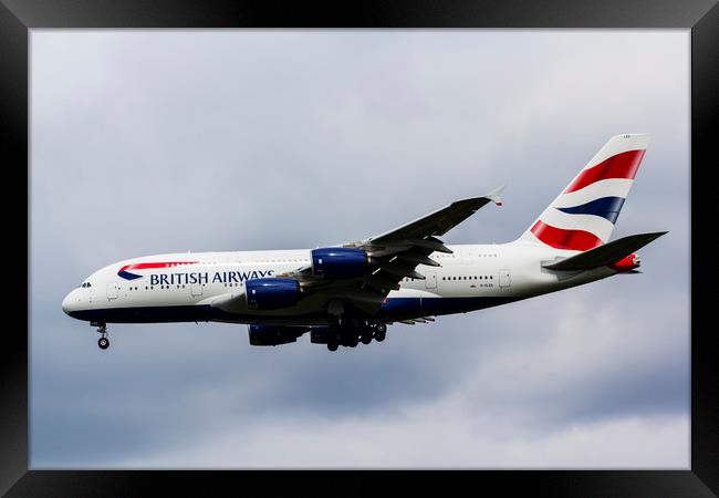 British Airways Airbus A380 Framed Print by David Pyatt