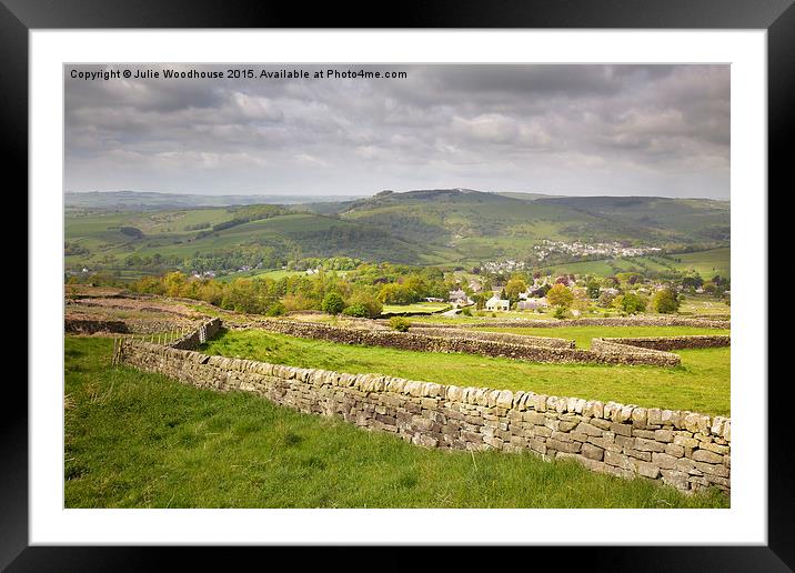 view from Curbar Edge over Curbar and Calver Framed Mounted Print by Julie Woodhouse
