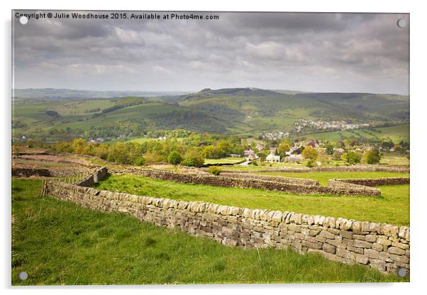 view from Curbar Edge over Curbar and Calver Acrylic by Julie Woodhouse