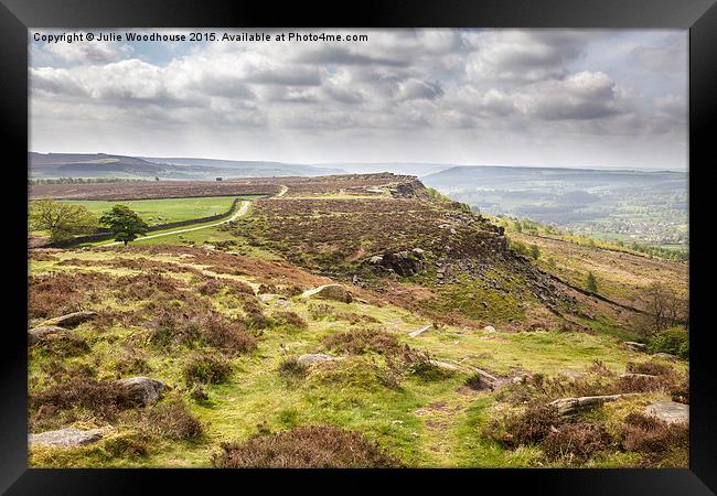 Baslow Edge viewed from Curbar Edge Framed Print by Julie Woodhouse