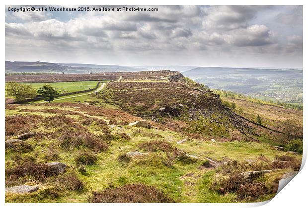 Baslow Edge viewed from Curbar Edge Print by Julie Woodhouse