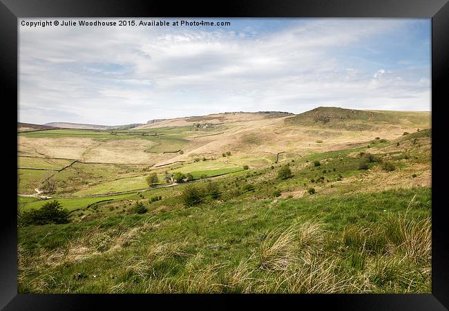 view towards The Dale and Stanage Edge Framed Print by Julie Woodhouse