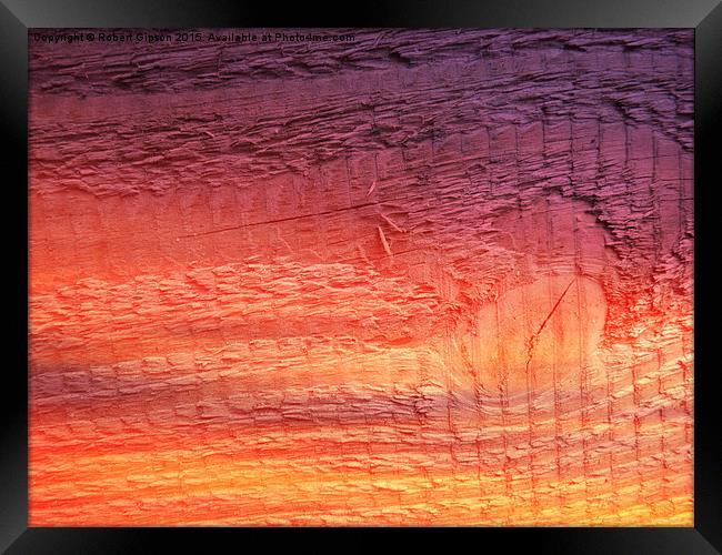  Sunset on textured wood. Framed Print by Robert Gipson