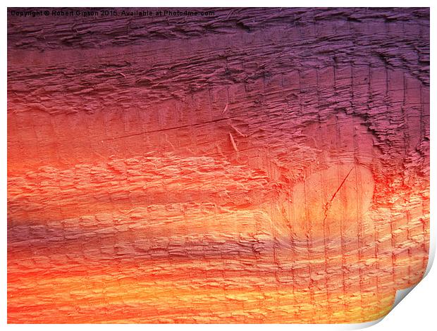  Sunset on textured wood. Print by Robert Gipson