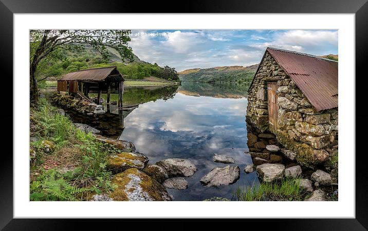 Gwynant Lake Boat House Wales Framed Mounted Print by Adrian Evans