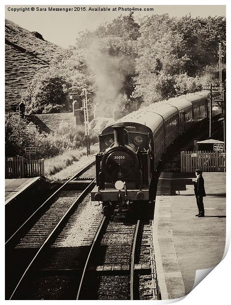  Swanage railway in black and white  Print by Sara Messenger