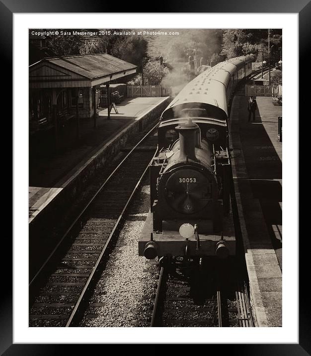 Steam train in black and white  Framed Mounted Print by Sara Messenger