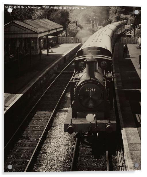  Steam train in black and white  Acrylic by Sara Messenger