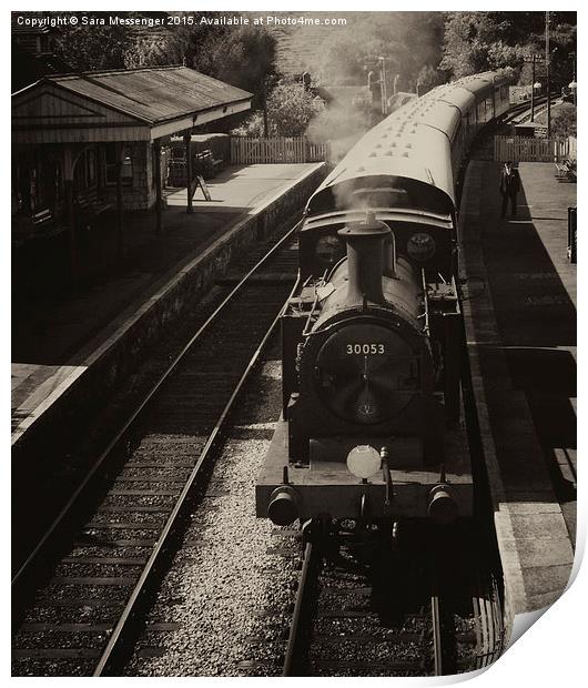  Steam train in black and white  Print by Sara Messenger