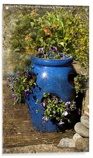 The Enchanting Blue Strawberry Pot Acrylic by LIZ Alderdice
