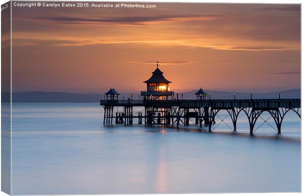 Clevedon Pier Sunset Canvas Print by Carolyn Eaton