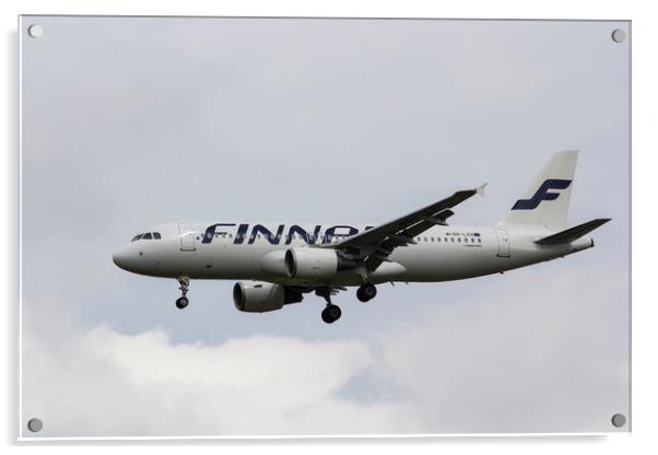 Finnair Airbus A320 Acrylic by David Pyatt