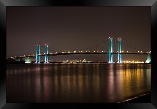 Delaware Memorial Bridge at night Framed Print by bill lawson