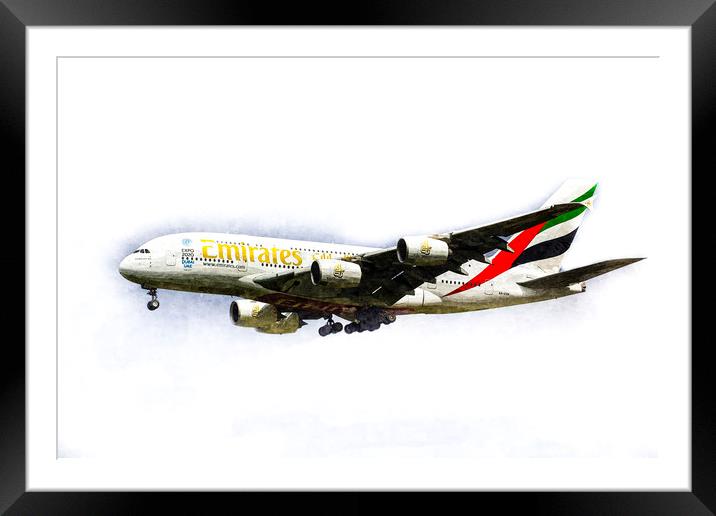 Emirates Airline A380 Art Framed Mounted Print by David Pyatt