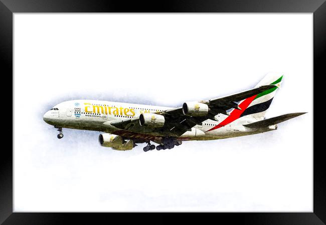 Emirates Airline A380 Art Framed Print by David Pyatt