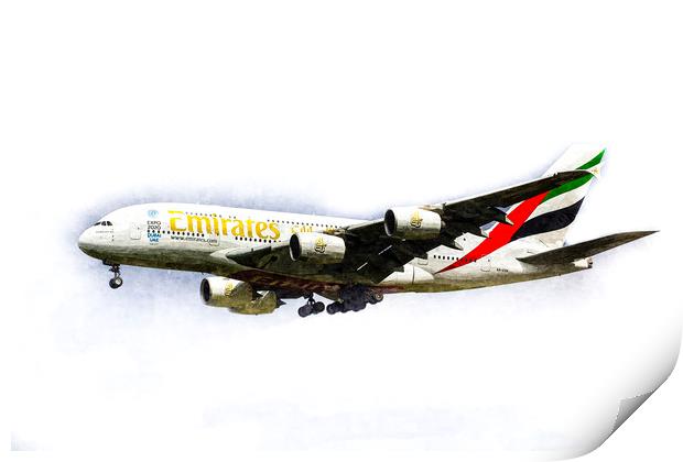Emirates Airline A380 Art Print by David Pyatt