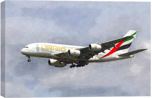 Emirates Airline A380 Art Canvas Print by David Pyatt