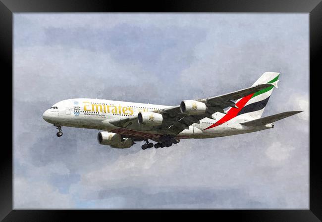 Emirates Airline A380 Art Framed Print by David Pyatt
