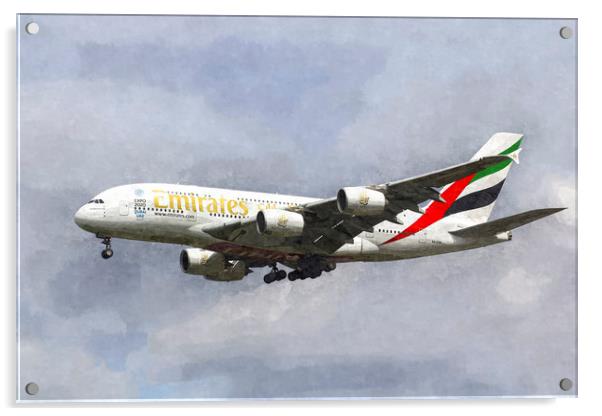 Emirates Airline A380 Art Acrylic by David Pyatt