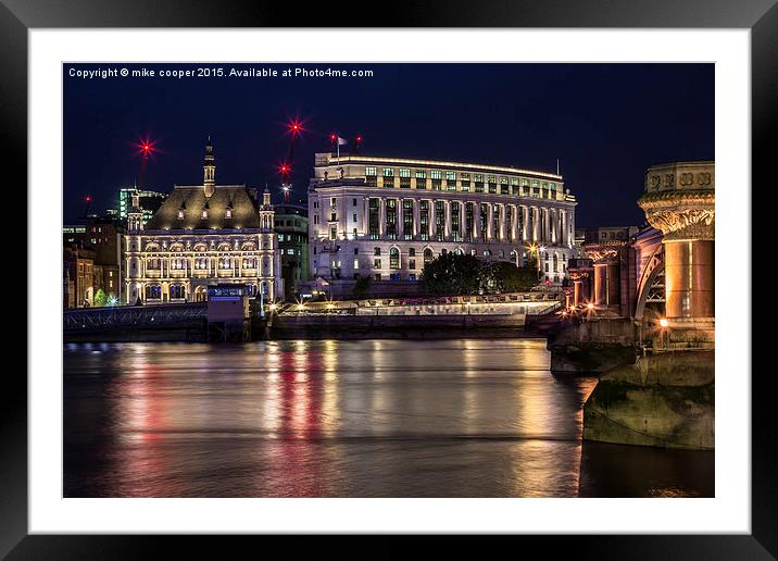 Blackfriars  bridge at night  Framed Mounted Print by mike cooper